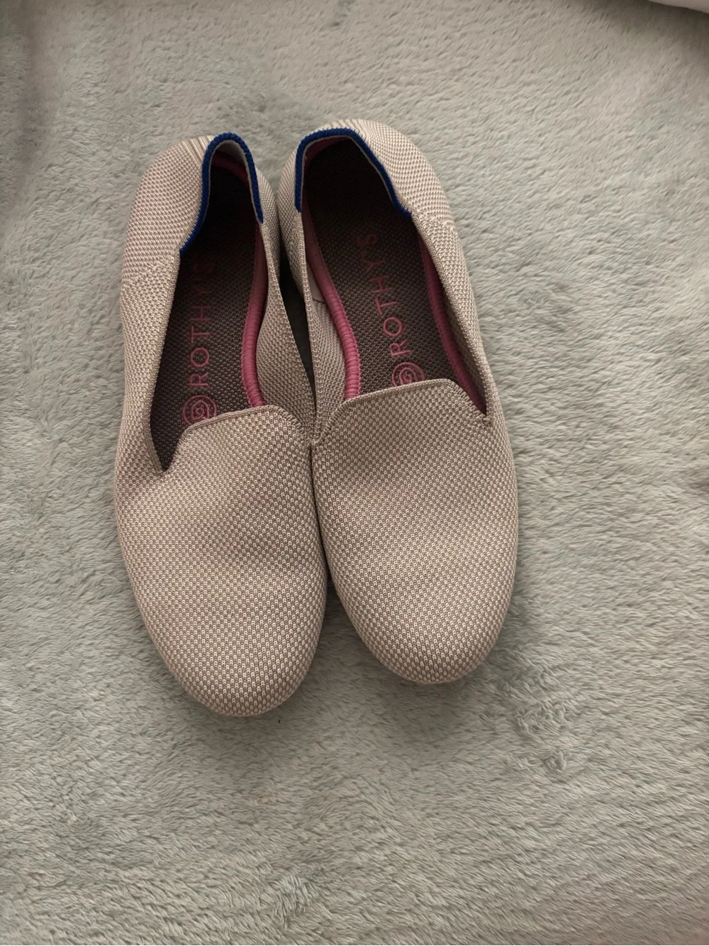 Rothy's Light Blush Knit Slip-On Flats with Pink Insole